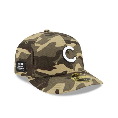 Green Chicago Cubs Hat - New Era MLB Armed Forces Weekend Low Profile 59FIFTY Fitted Caps USA5320891